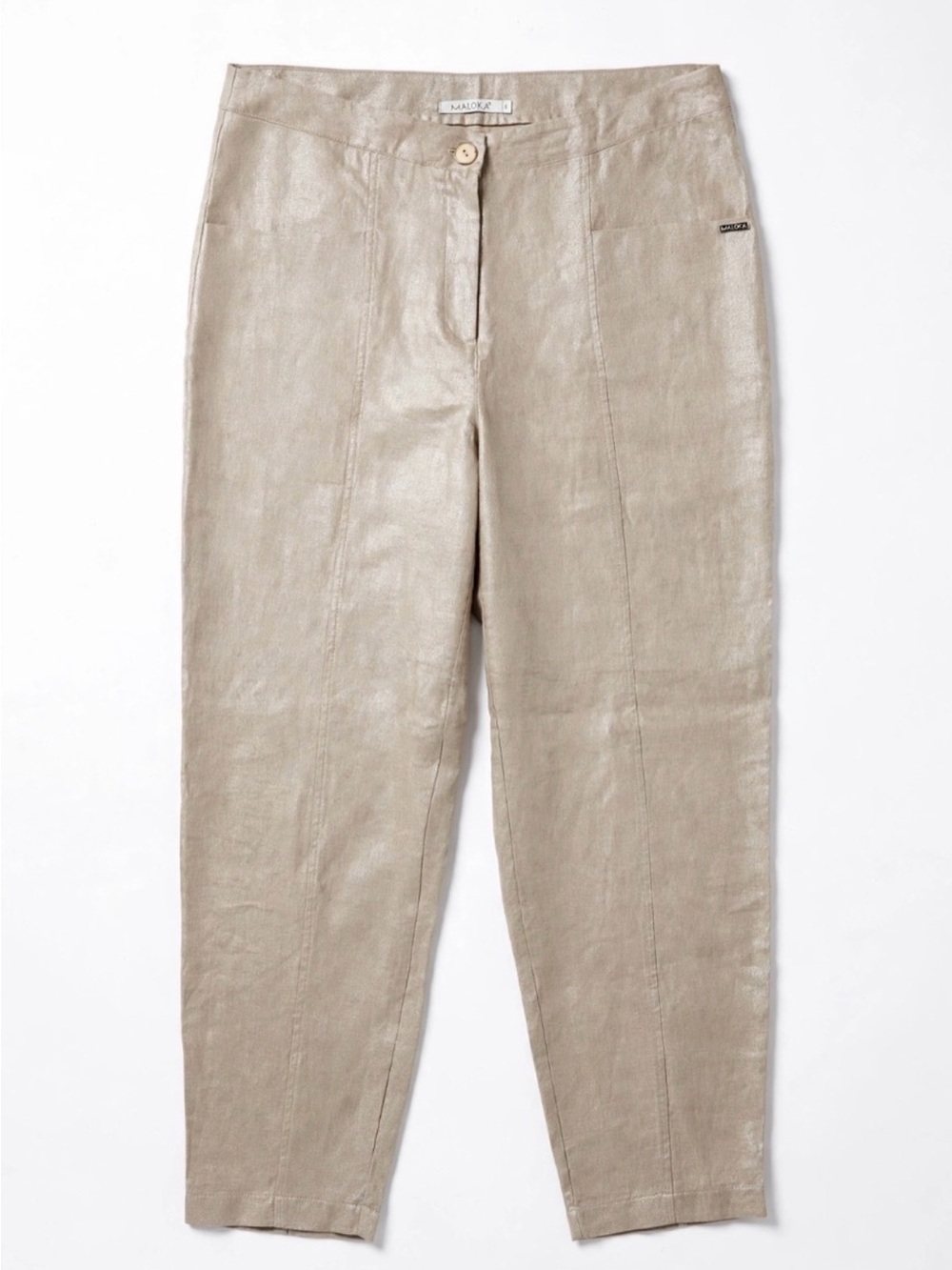 Maloka - Neutral Linen-Blend Straight Leg Pants